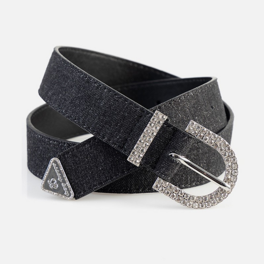 Flawless - Black  Denim Belt With Buckle