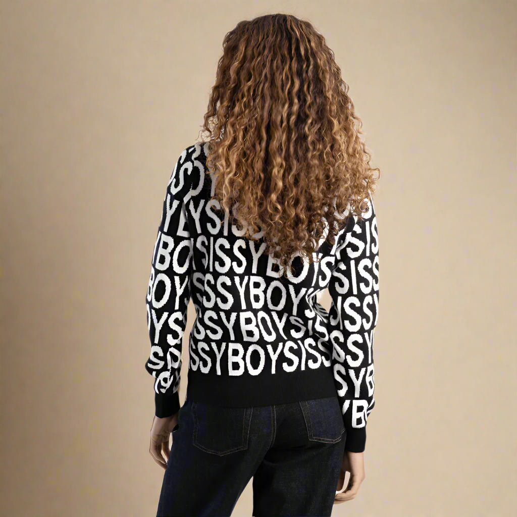 Chelsea - Black/White Contrasted Logo Knit Sweater
