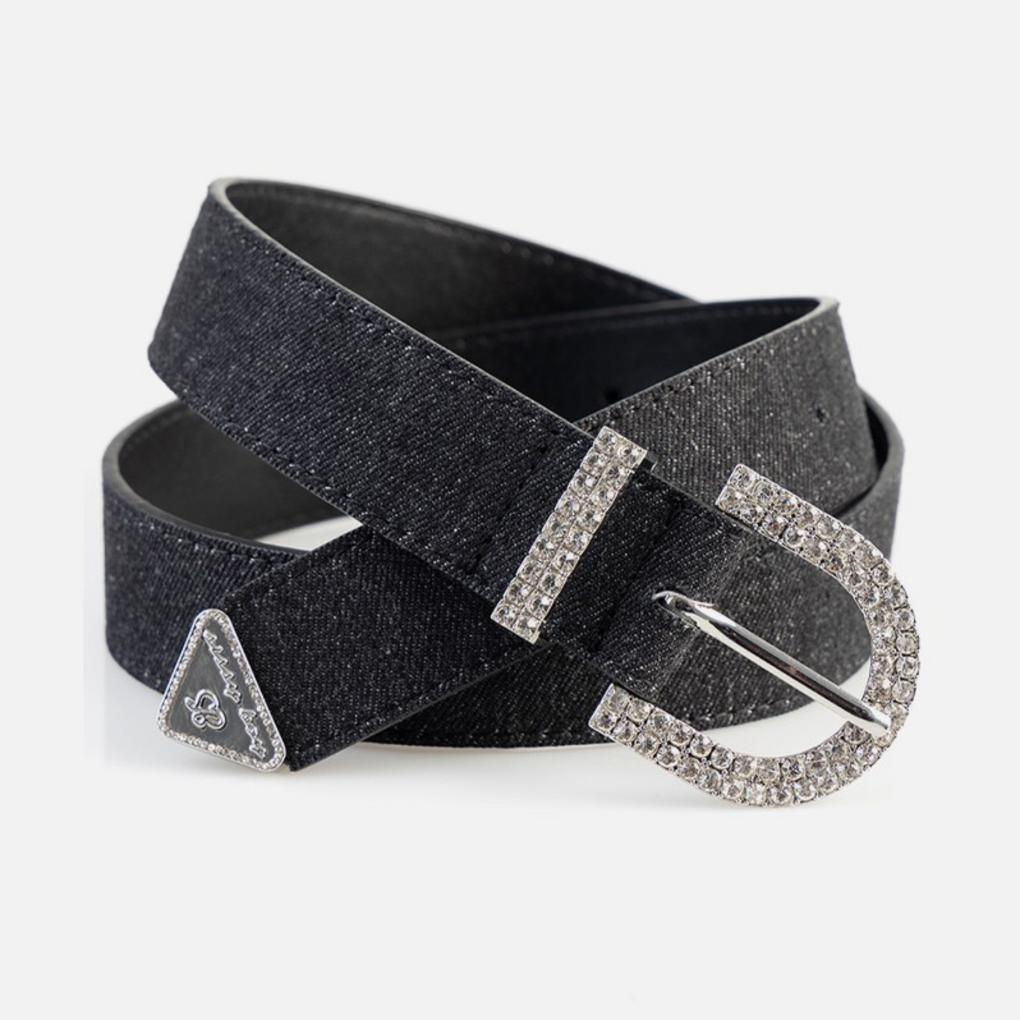 Stylish Sissy Boy casual black belt with crystal accents