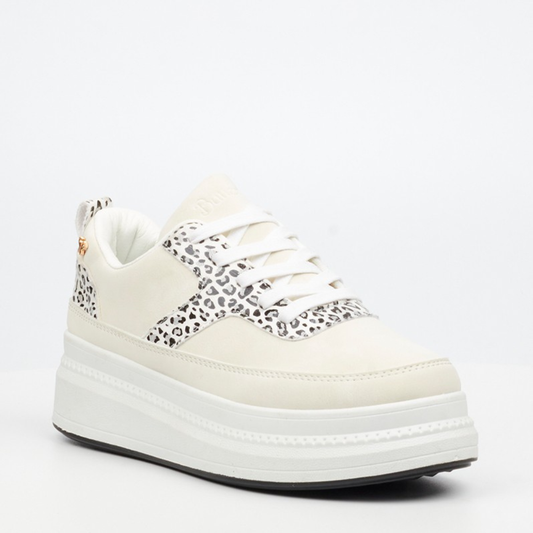White Butterfly Feet Senhora 26 flatform sneaker with faux suede upper