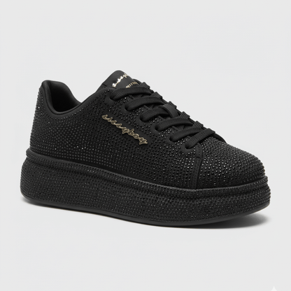 Emblazon - Black All Over Diamante Sneaker