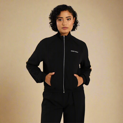 Champions - Sporty Cropped Jacket And Track Pant - Black
