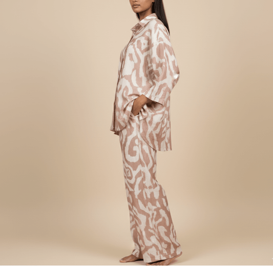 Modern Dynasty women’s beige matching shirt and pants