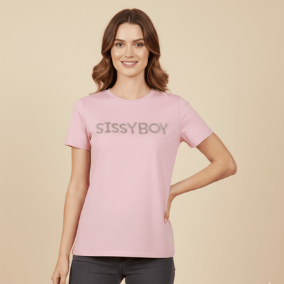 Sissy Boy After Glow pink diamante t-shirt with logo