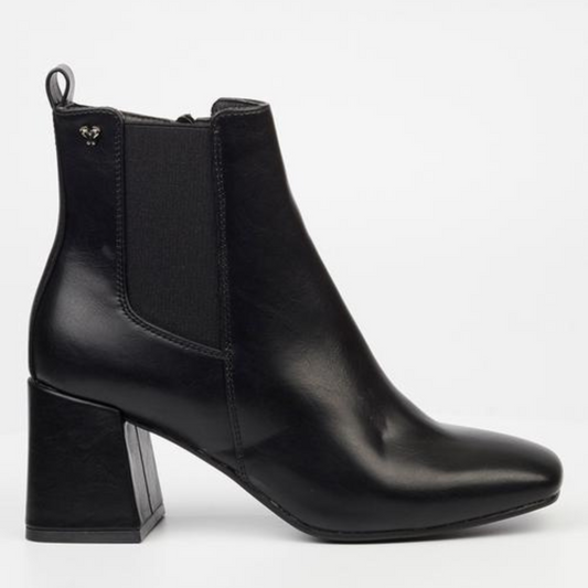 Black ankle boot with square toe and block heel by Butterfly Feet