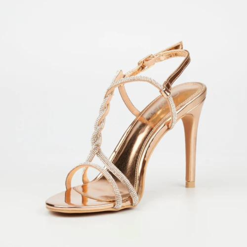 Shop Glamorous Diamante Buckle Ankle Strap Heels by MISS BLACK Saloojee Fashions