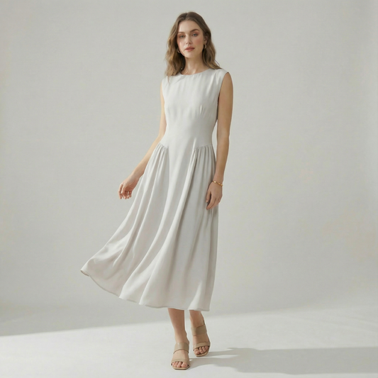 Lotus Lane - Stone Sleevless Midi Dress