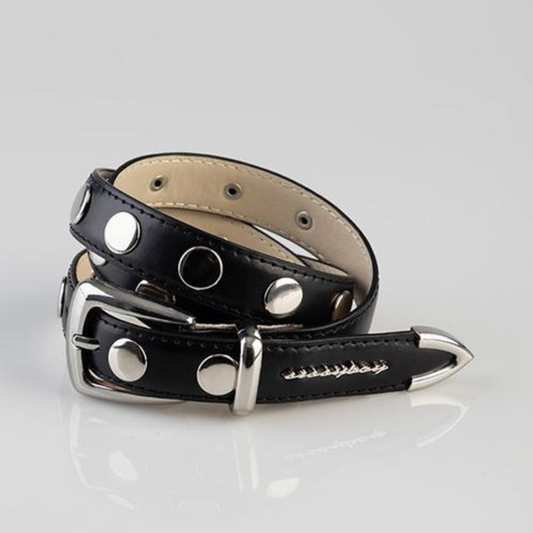Sissy Boy Bobby Studded Belt in black faux leather for women