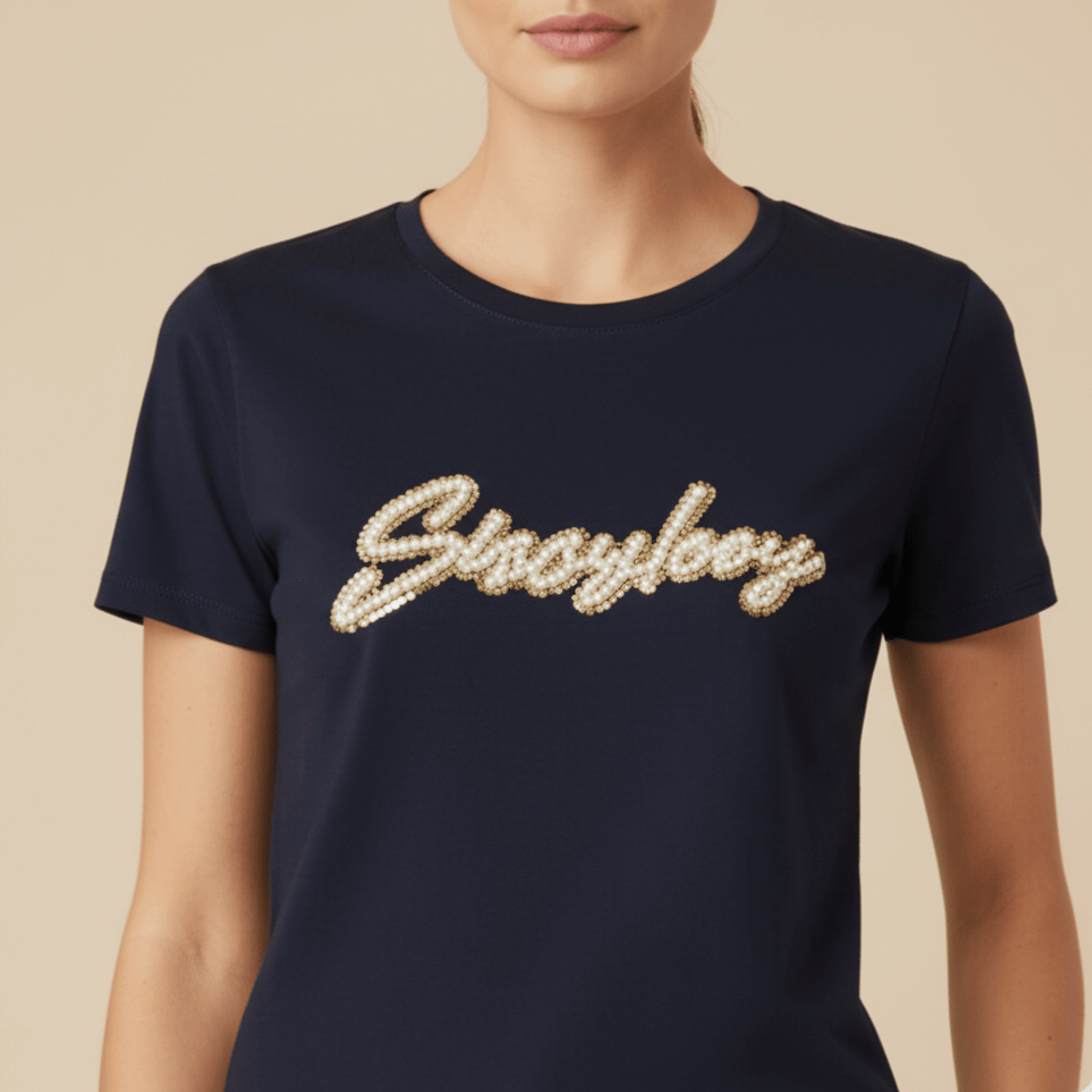 Sissy Boy regular fit tee with pearl embellished logo
