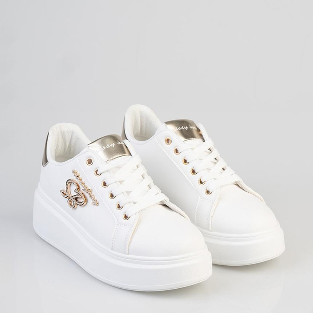 Sissy Boy Noella white lace-up platform sneakers for women