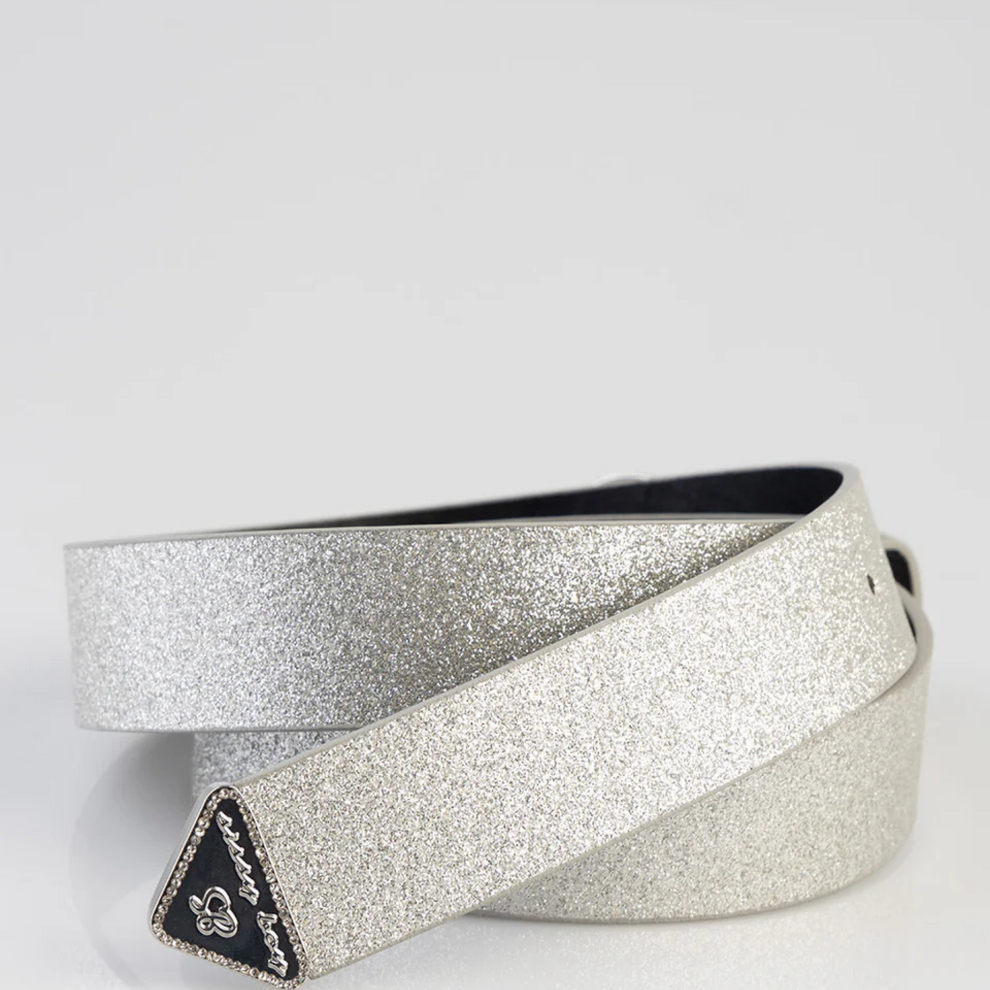 Premium faux leather silver glitter belt with metallic buckle – Sissy Boy