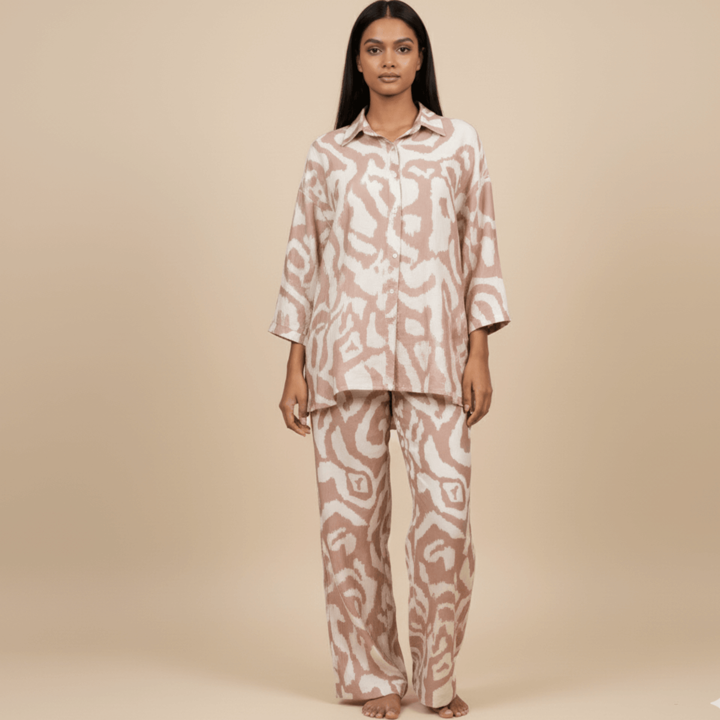 Garden Goddess wide-leg pant and button-up top set