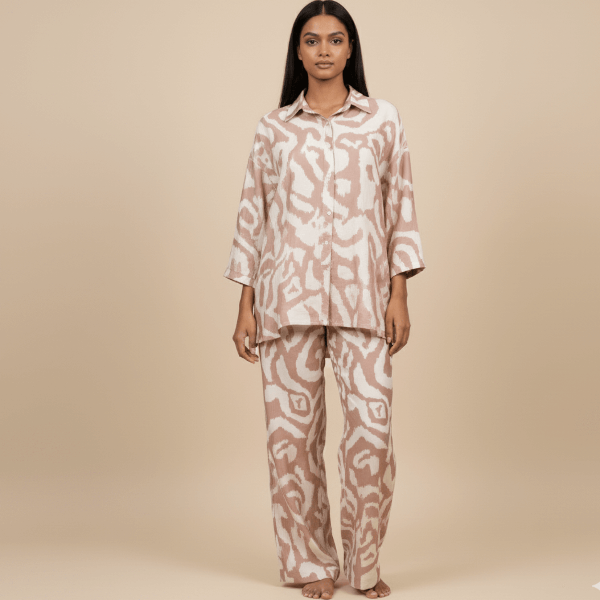 Garden Goddess wide-leg pant and button-up top set