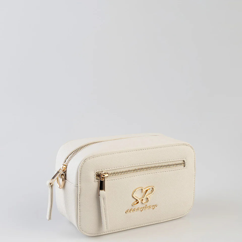 Elegant cream Sissy Boy crossbody purse with zip closure