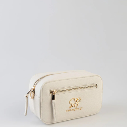 Elegant cream Sissy Boy crossbody purse with zip closure