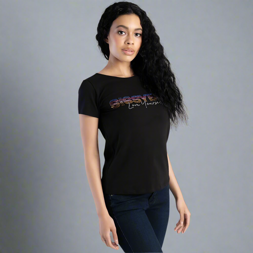Flashes Of Shine - Regular Fit Bling Logo Top