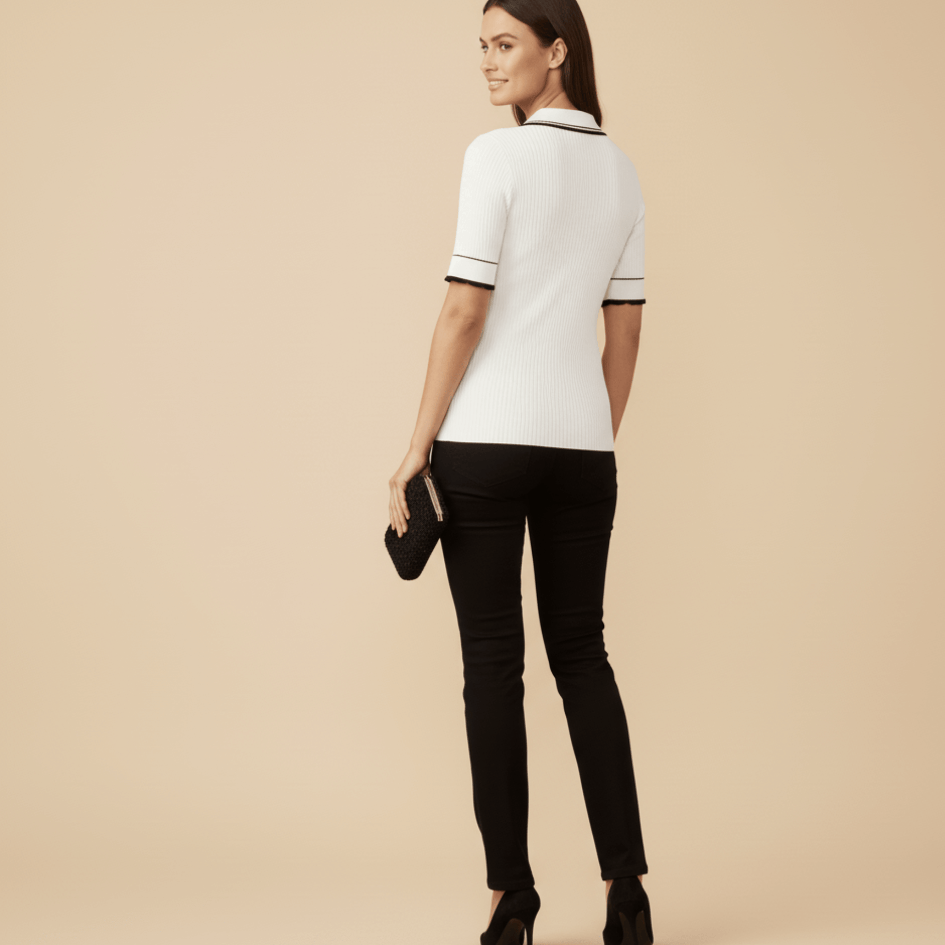 Classic white knit top for women by Modern Dynasty
