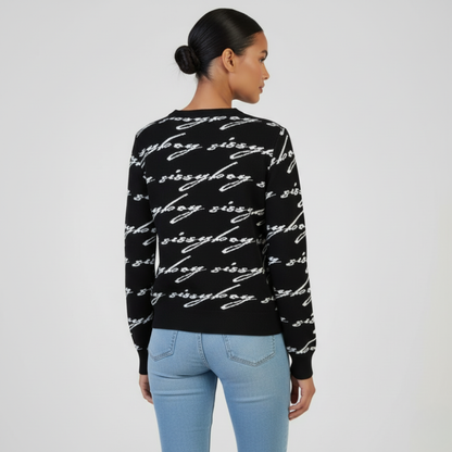 Sissy Boy black branded knit sweater long sleeve women’s casual chic jersey
