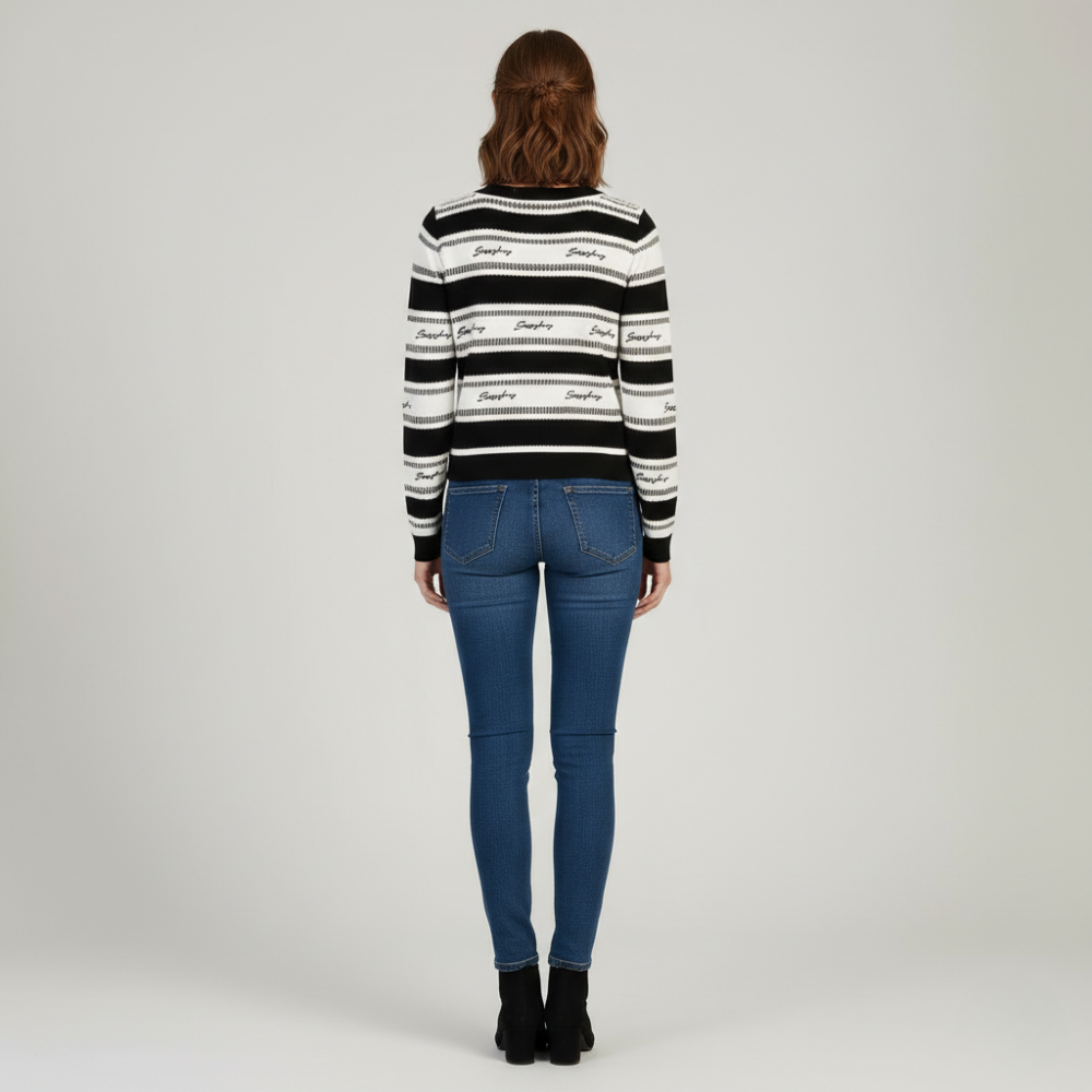 Black and white Sissy Boy ladies knit sweater 