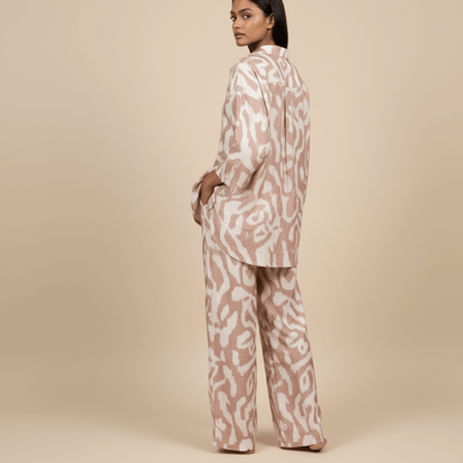 Modern Dynasty beige co-ords with abstract print