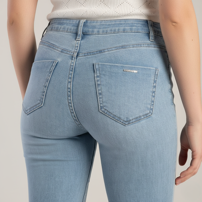 Light vintage wash women's skinny jeans with mid-waist fit by Sissy Boy for everyday casual wear