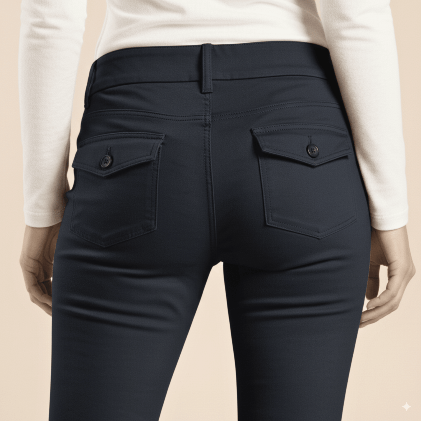 Navy Bootleg Mid Rise Work Pants - Tony
