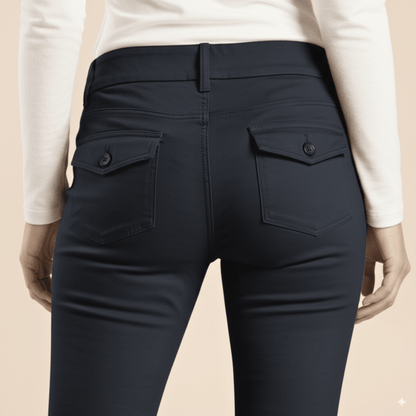Navy Bootleg Mid Rise Work Pants - Tony