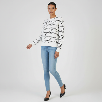 Sissy Boy See Me Knit Sweater women’s white knit jersey with black writing detail