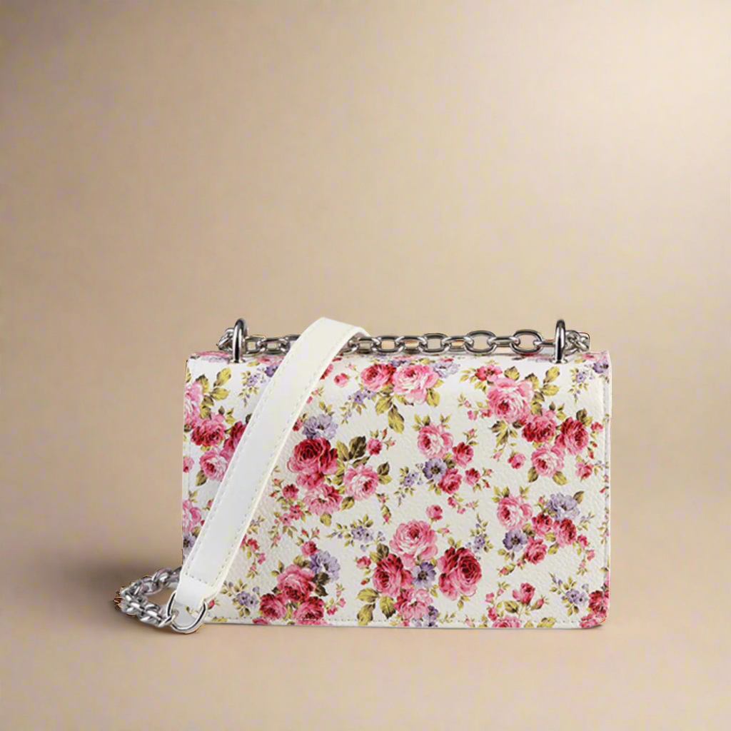 Designer Sissy Boy Fancy Florals handbag with chic rose print and metallic branding