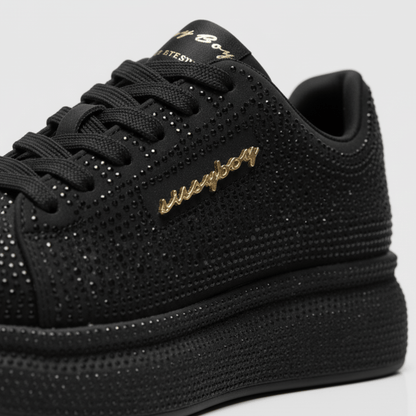 Emblazon - Black All Over Diamante Sneaker