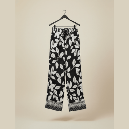 Mellow Wave - Black/White Wide Leg Pants