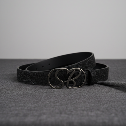 Stylish black glitter belt with SB logo buckle – Sissy Boy women’s accessory