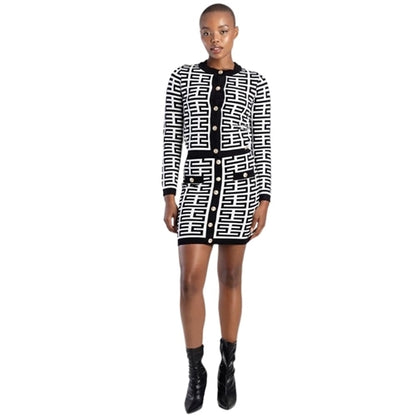 Iuma - Black/White Patterned Knit Skirt
