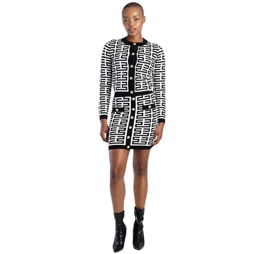 Iuma - Black/White Patterned Knit Skirt