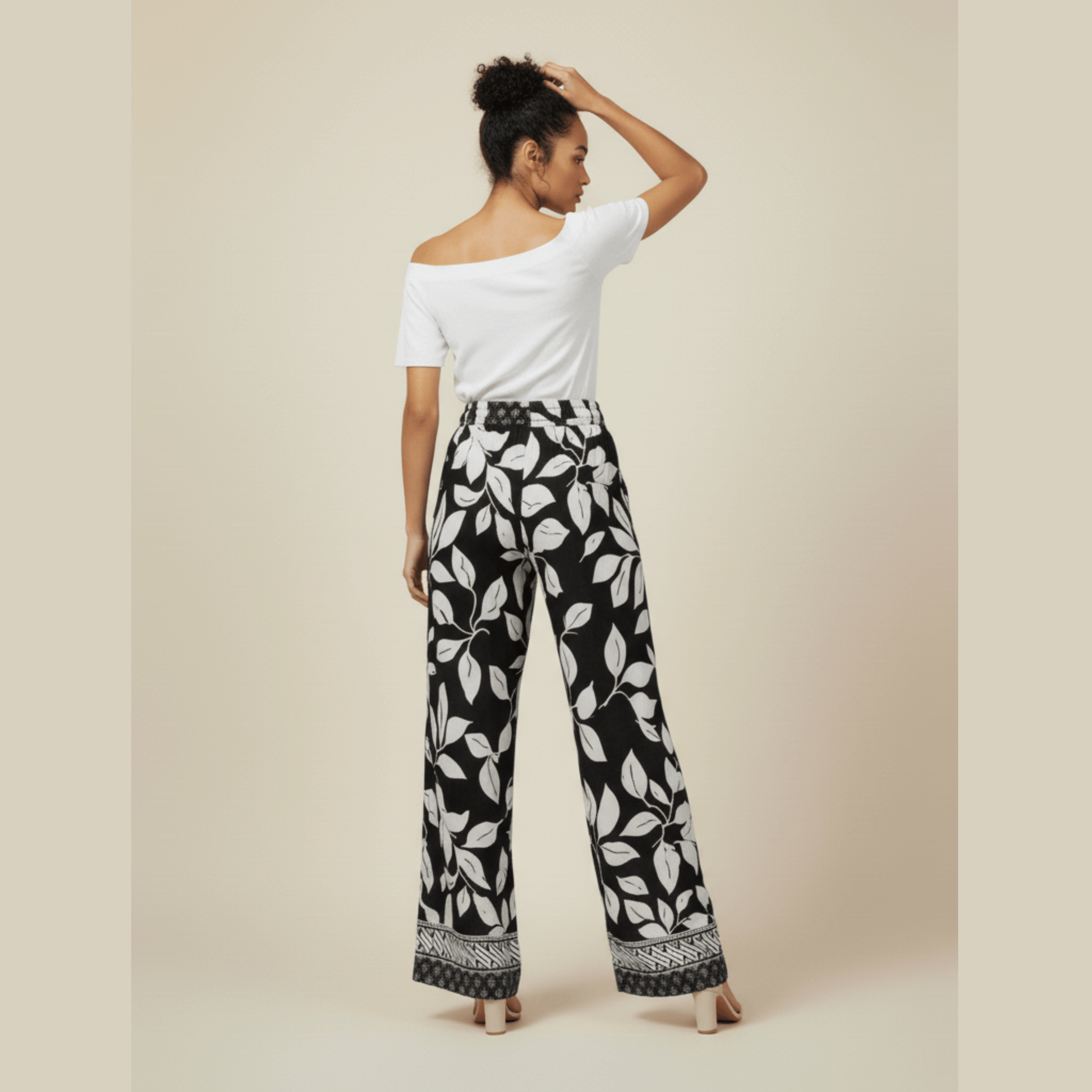 Statement print wide leg trousers