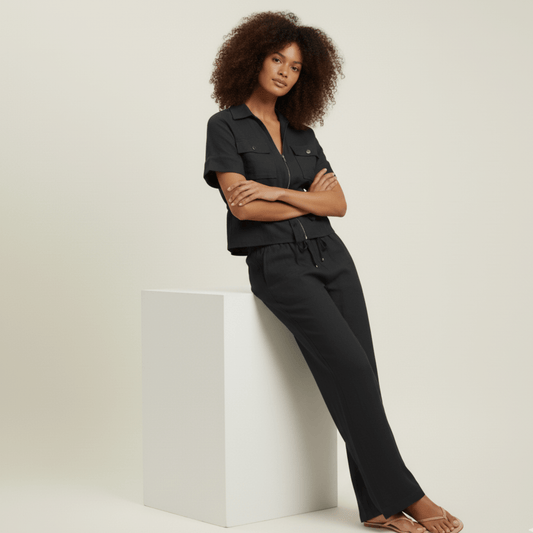 Modern Dynasty Luxe Lounge Set 1 black casual women’s co-ord set