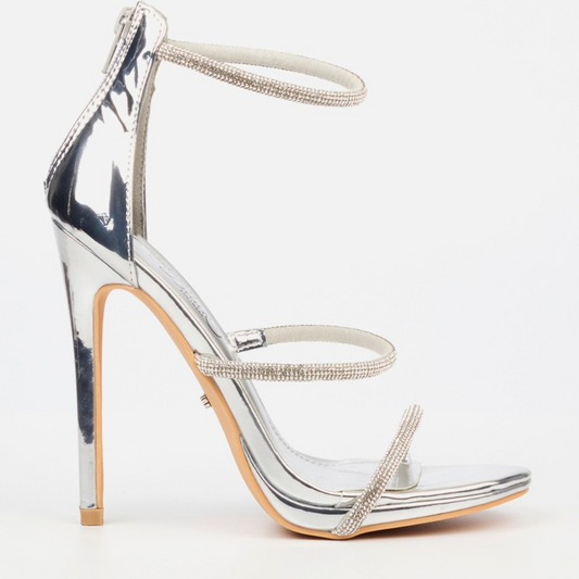 Miss Black Silver stiletto Heel