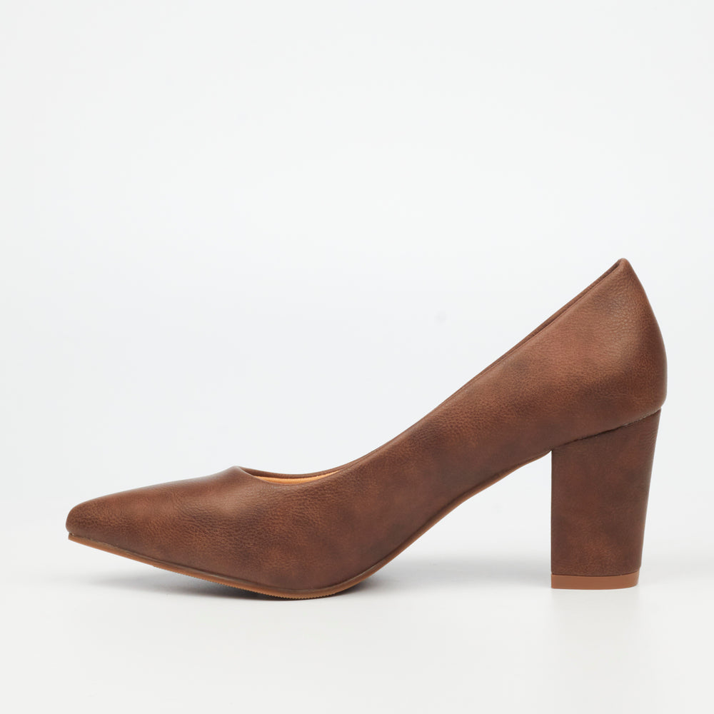Brown block heels for formal and casual occasions