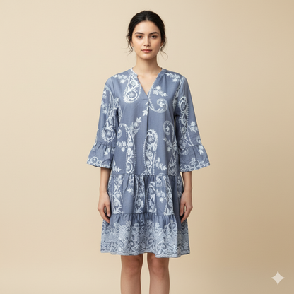 Boho Blue Paisley Dress