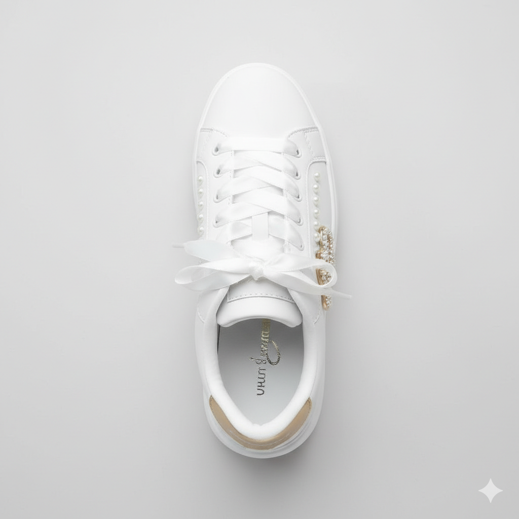 white Requel Pearl SB sneaker with butterfly detail