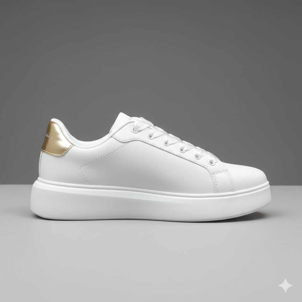 Fashion white sneaker with pearl embellishments and cushioned sole