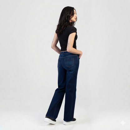 Sissy Boy Sophia high rise wide leg jeans in dark blue denim for women