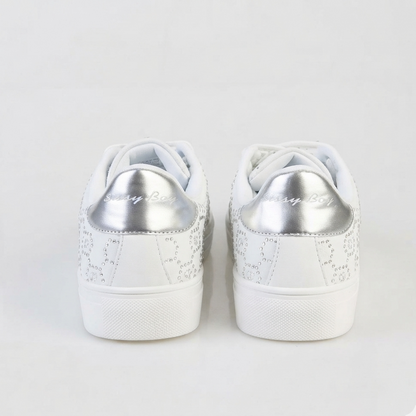 Sissy Boy white women's sneaker with bling detail