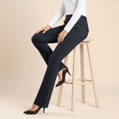 Classic navy bootleg trousers for women, Sissy Boy Tony pants with comfortable stretch