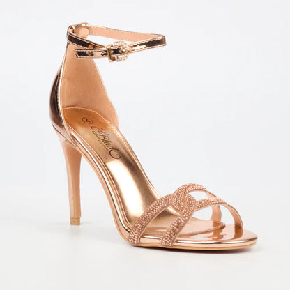 Miss Black Evening Open Toe Heel - Rose Gold