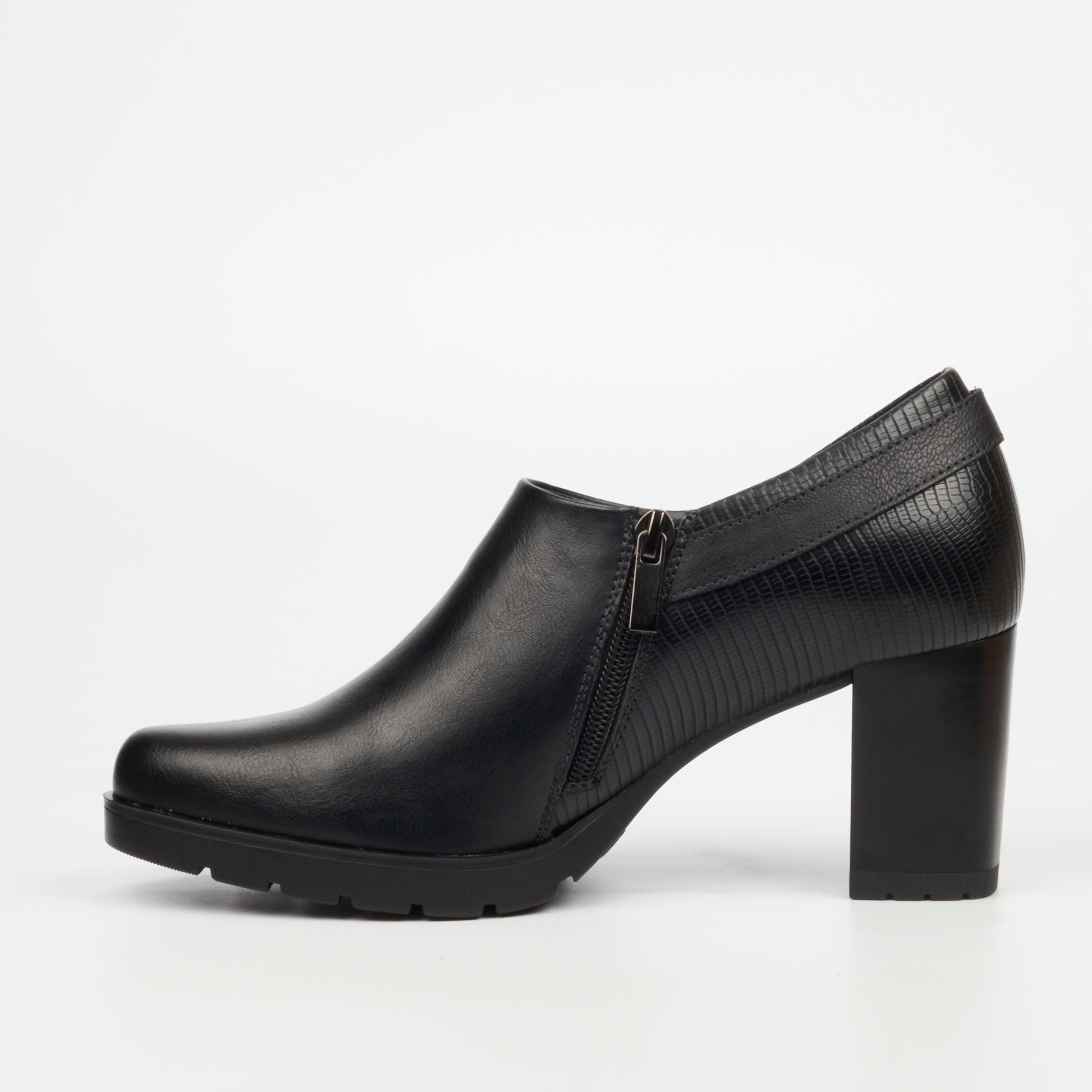 Versatile Butterfly Feet ankle boots in black with a polished finish and easy zip closure.

