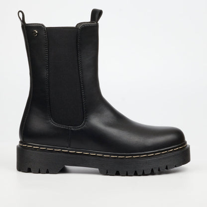 Miss Black Nirvana 2 black ankle boot with chunky sole and round toe design