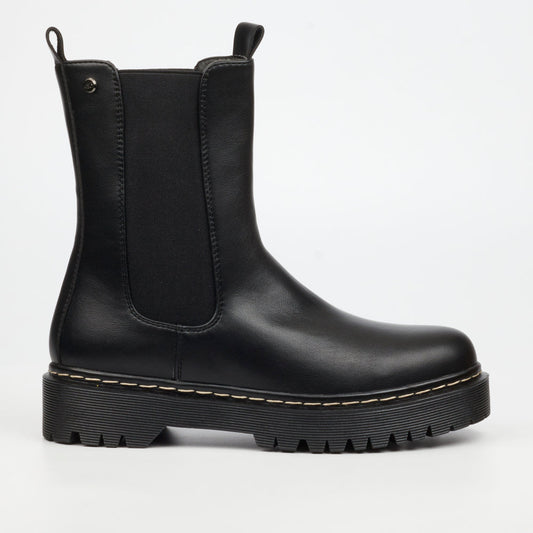 Miss Black Nirvana 2 black ankle boot with chunky sole and round toe design