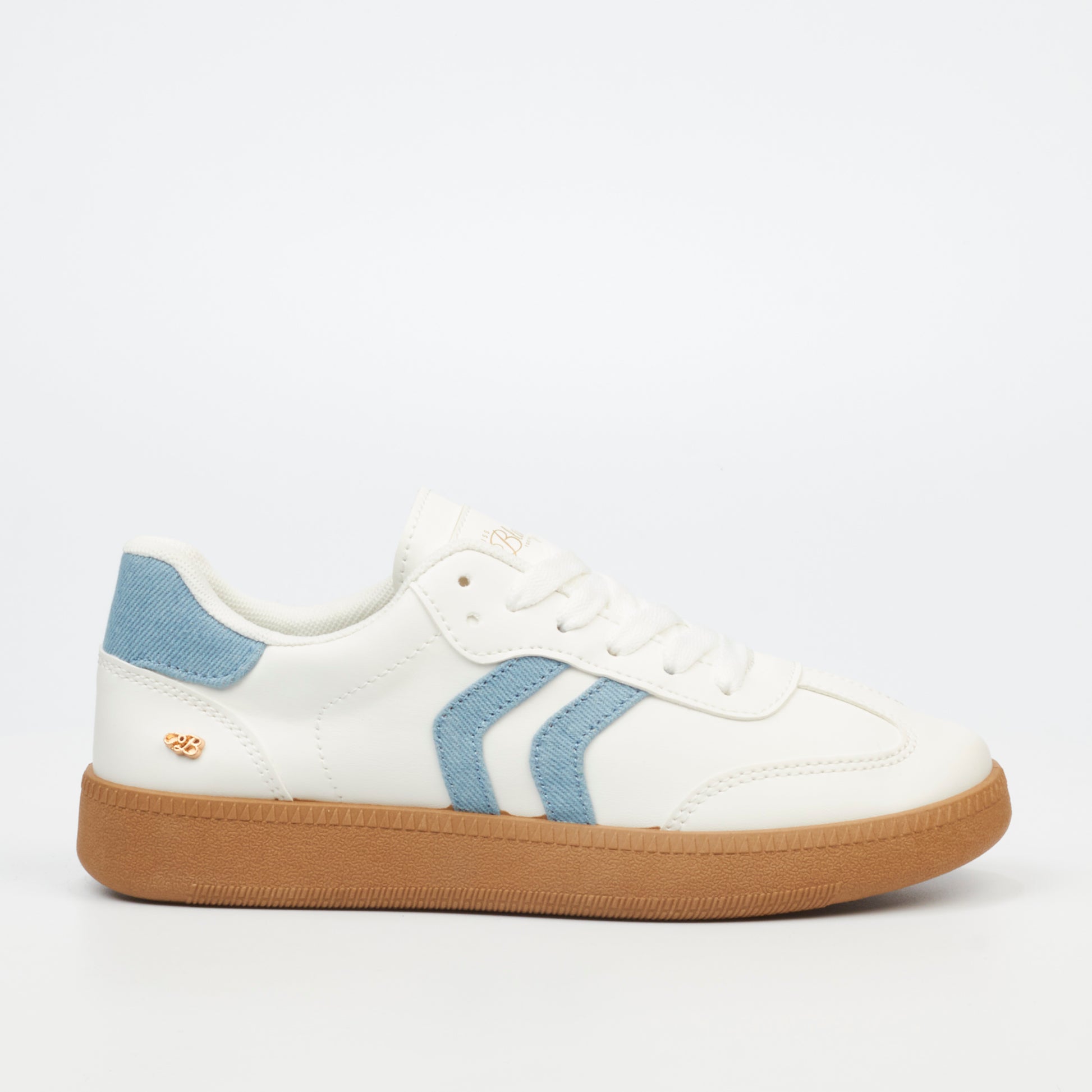 Miss Black Row 1 Women's Sneaker - White & Blue Retro Style