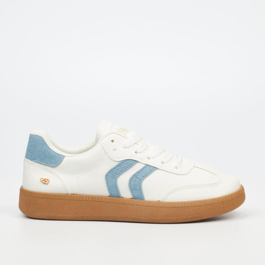 Miss Black Row 1 Women's Sneaker - White & Blue Retro Style